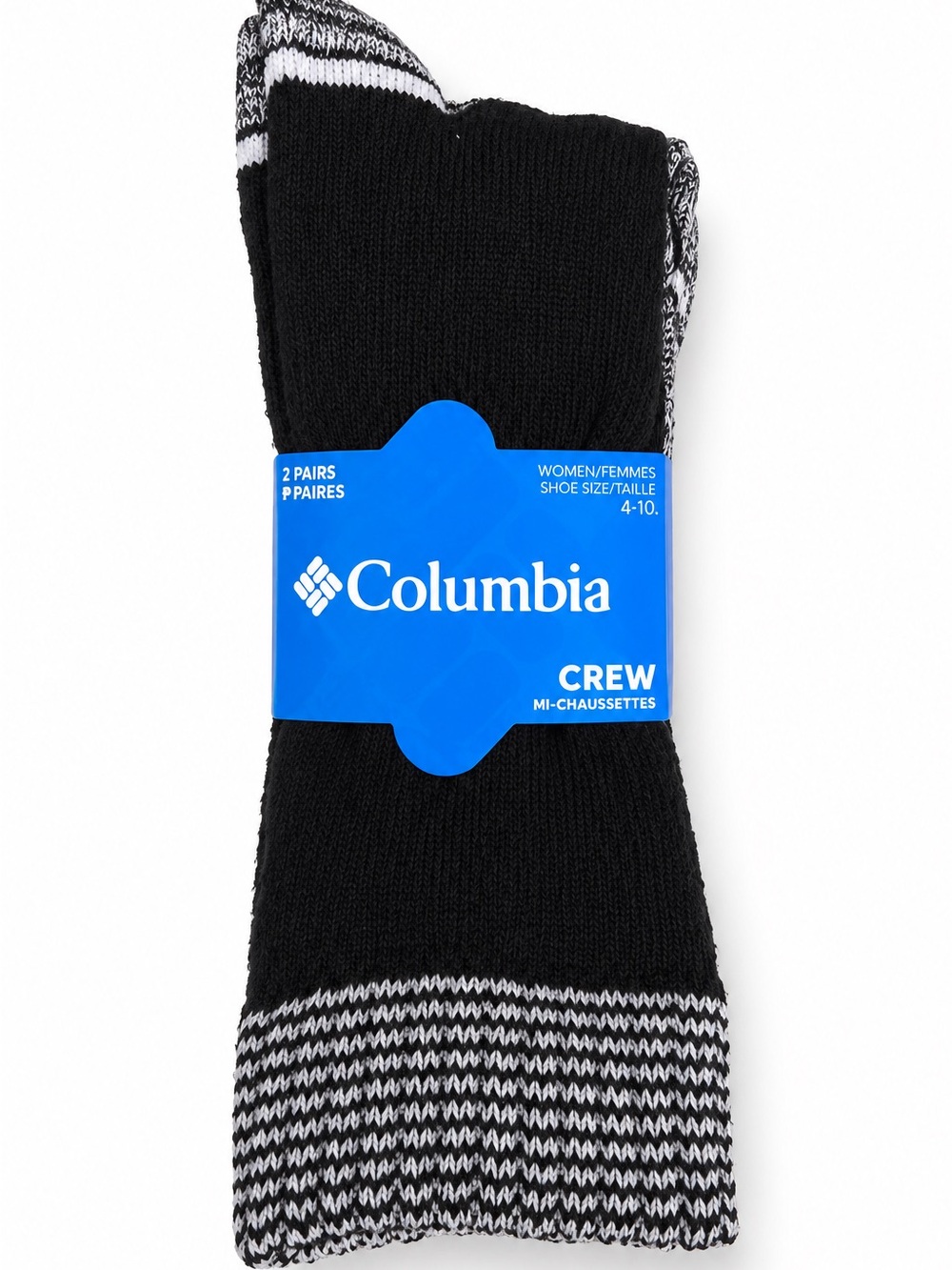 Columbia Women’s 4 Pair Crew Socks Black White Size 4-10 NWT